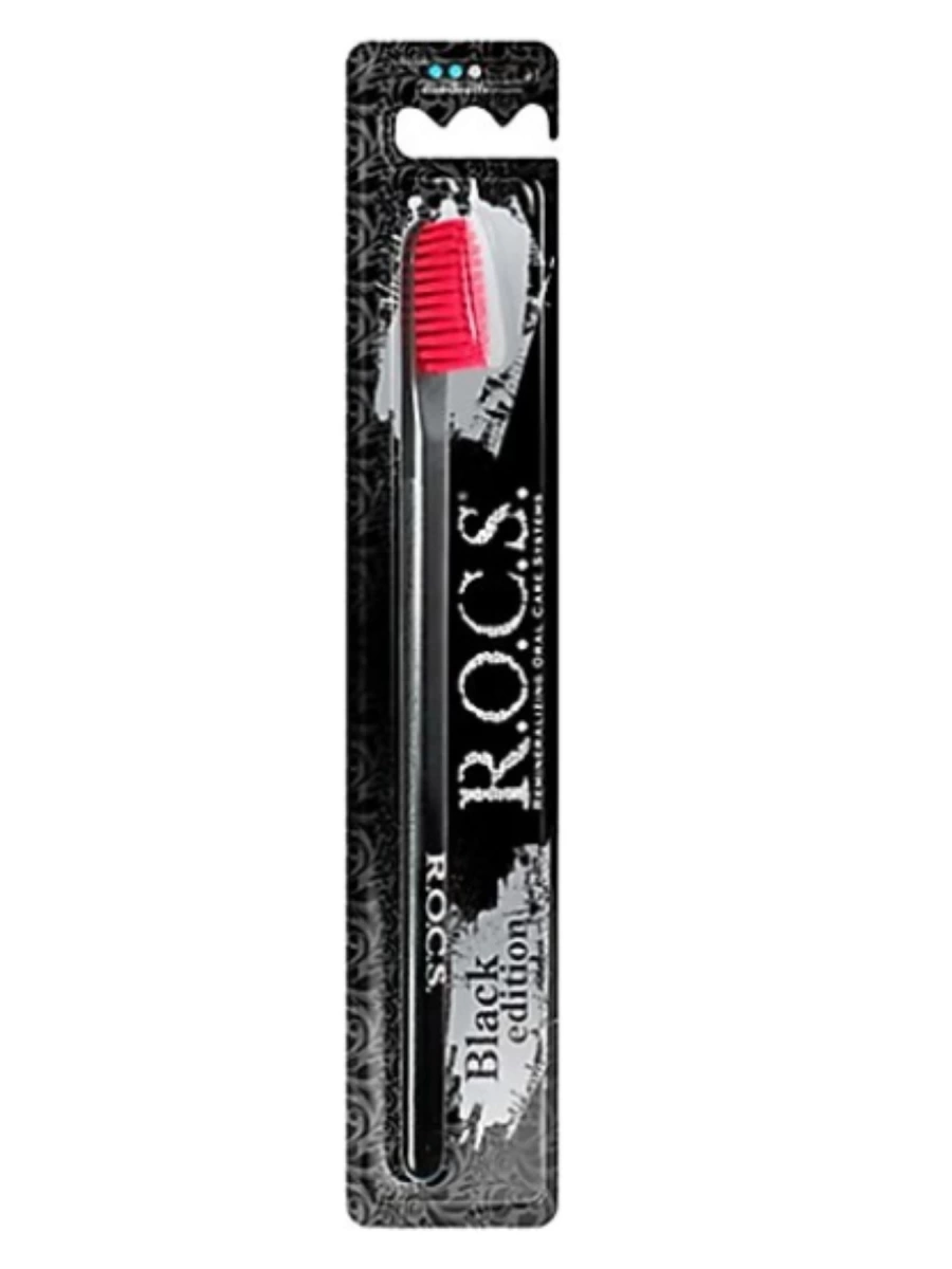 Rocs Black Edition Diş Fırçası Medium Kırmızı