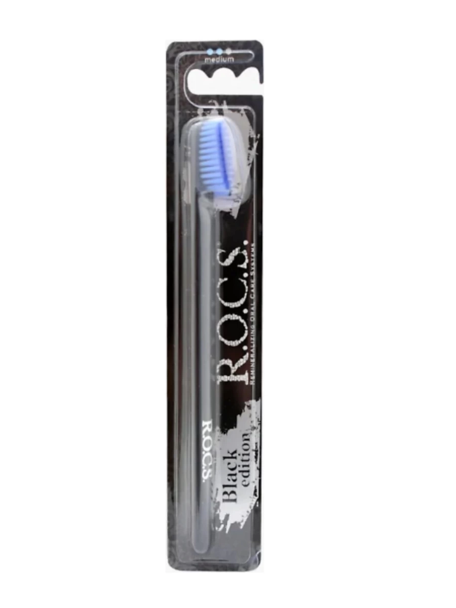 Rocs Black Edition Diş Fırçası Medium Mavi