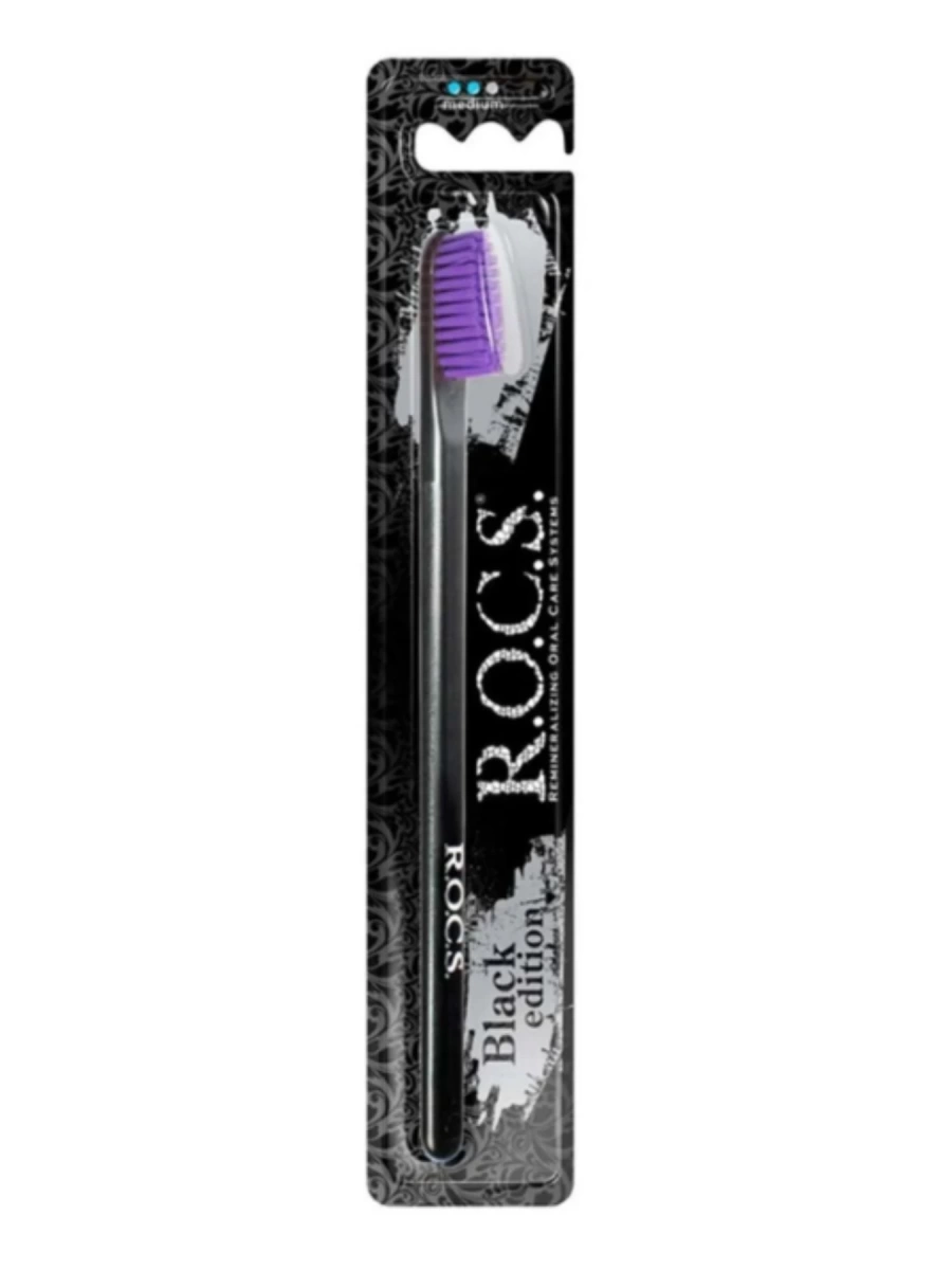 Rocs Black Edition Diş Fırçası Medium Mor