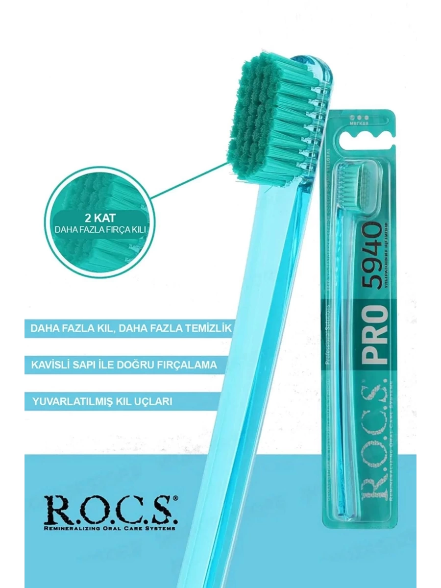 Rocs Pro 5940 Sensitive Ultrathin Bristle Diş Fırçası Soft Lacivert Yeşil