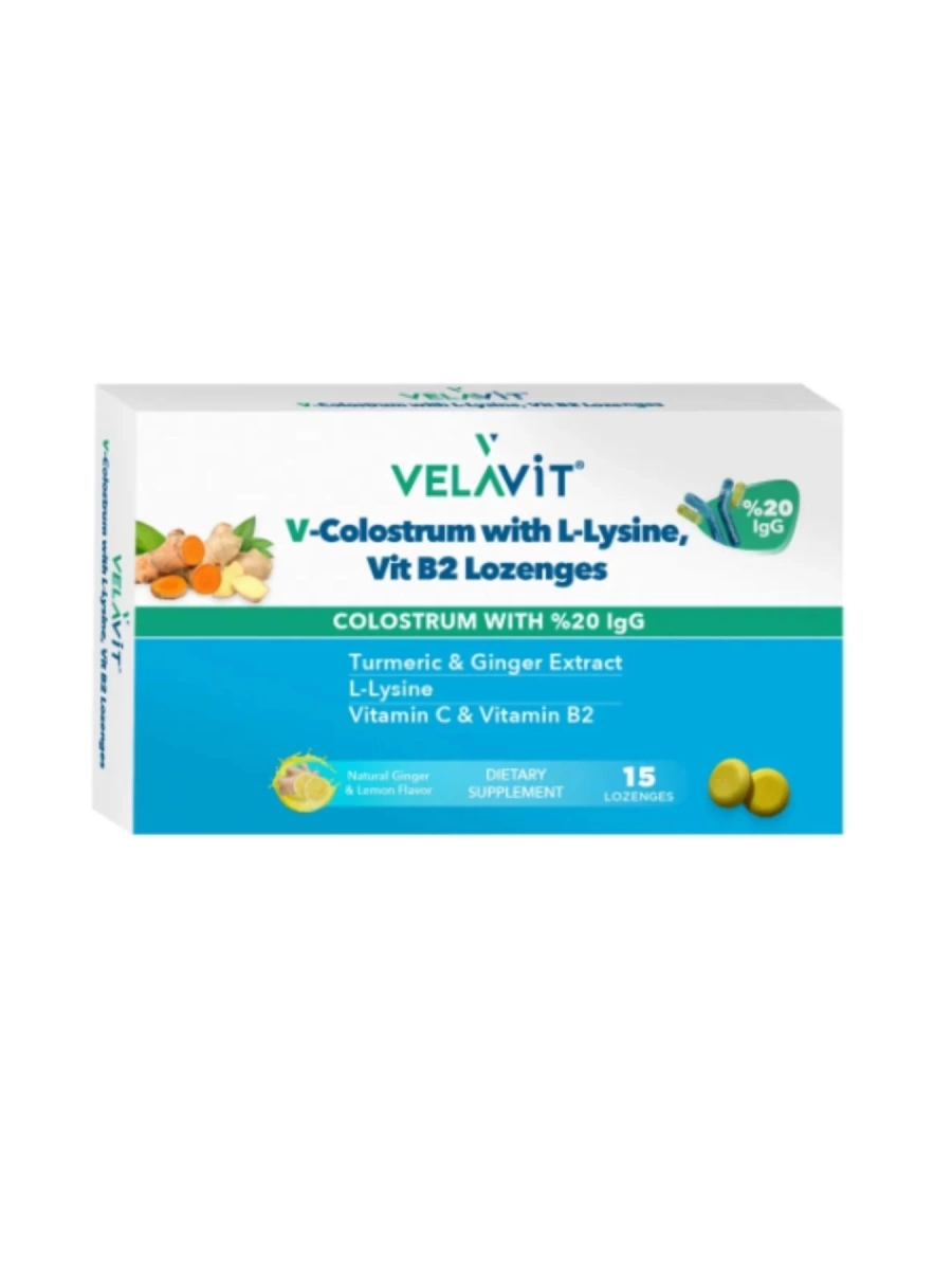 V- Colostrum with L-Lysine Vitamin B2 Lozanges 15 pastil
