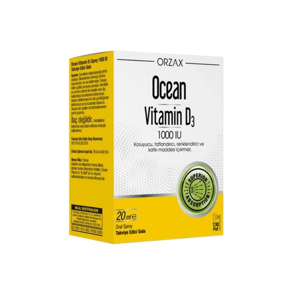 Orzax Ocean Vitamin D3 1000 Iu Sprey 20ml