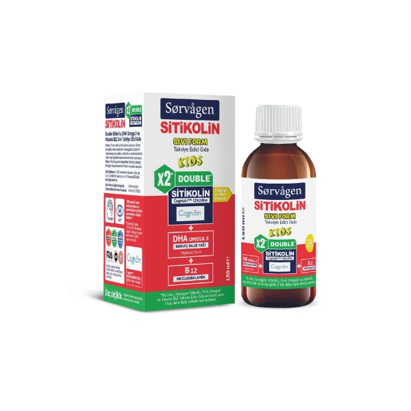 Sorvagen Double Sitikolin Sıvı Form-Sitikolin DHA Omega 3 ve B12 150 ml