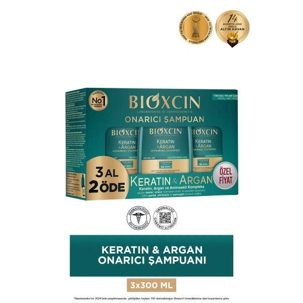 Bioxcin Keratin ve Argan Onarıcı Şampuan 300 ml - 3 Al 2 Öde