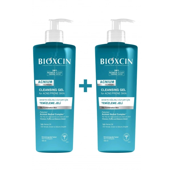 Bioxcin Acnium Yüz Yıkama Jeli Sebium Dengeleyici 500 ml - 1+1 Hediyeli