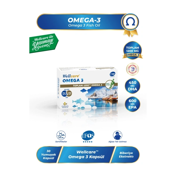 Wellcare Omega 3 Balık Yağı 1200 mg 30 Kapsül
