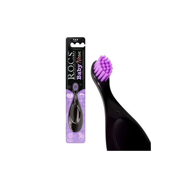 Rocs Baby Neon 0-3 Yaş Bebek Diş Fırçası - Mor