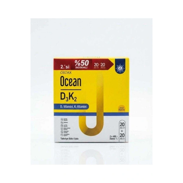 Ocean D3K2 Damla 20+20 ml - İkincisi %50 İndirimli