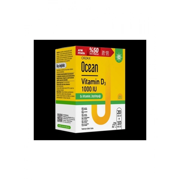 Ocean Vitamin D3 Sprey 1000 IU 20 ml + 10 ml - %50 Daha Fazla
