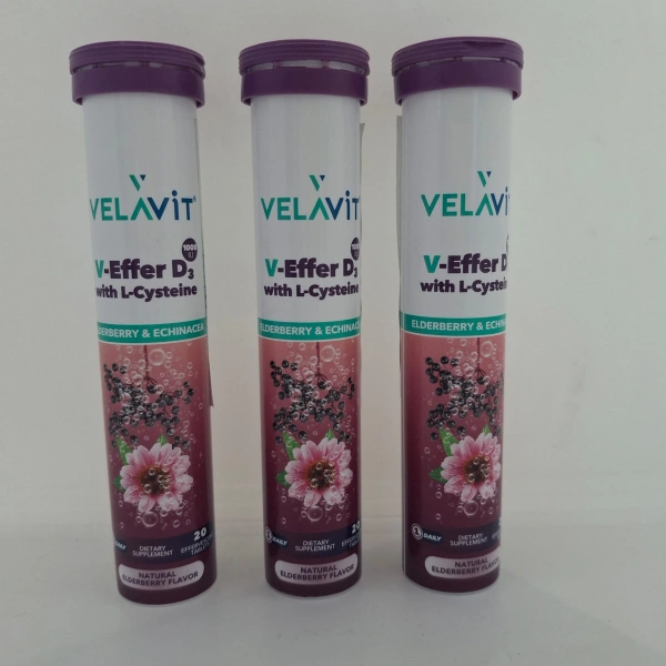 Velavit V-Effer D3 with L-Cysteine 20 Efervesan Tablet 3lü hızlı İmmun Paket- KOFRE