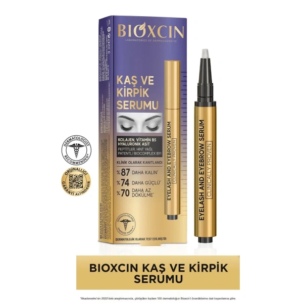 Bioxcin Kolajen ve Hyaluronik Asit İçerikli Kaş ve Kirpik Serumu 3 ml