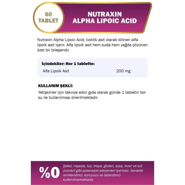 Nutraxin Alpha Lipoic Acid 200 mg 60 Tablet