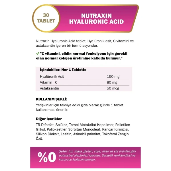 Nutraxin Beauty Hyaluronik Acid 30 Tablet