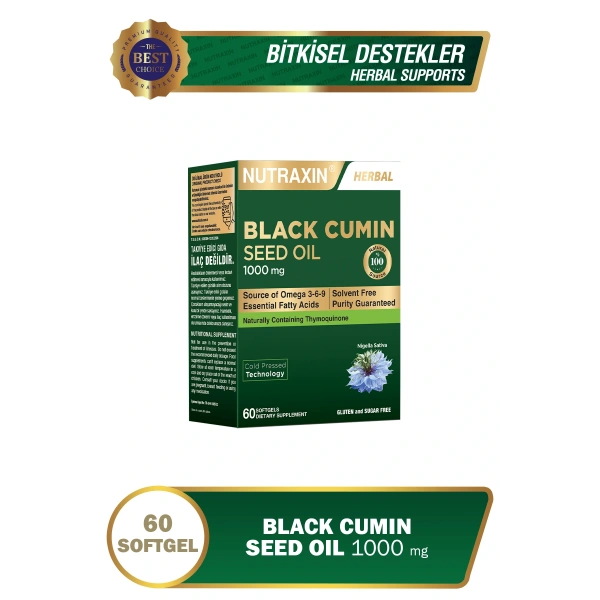 Nutraxin Çörek Otu Yağı 1000 mg 60 Yumuşak Kapsül