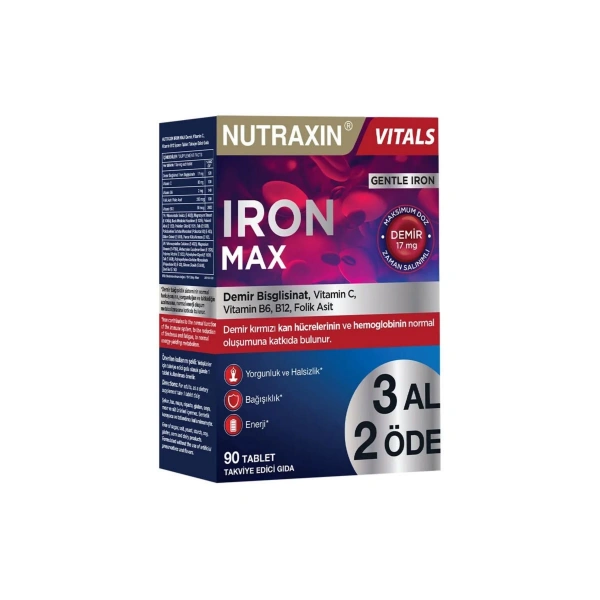 Nutraxin Iron Max 90 Tablet - 3 Al 2 Öde