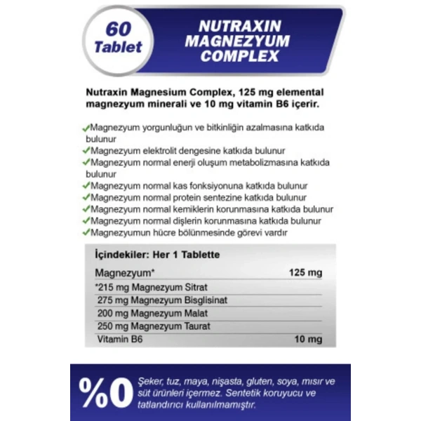 Nutraxin Magnesium Complex Vitamin B6 60 Tablet