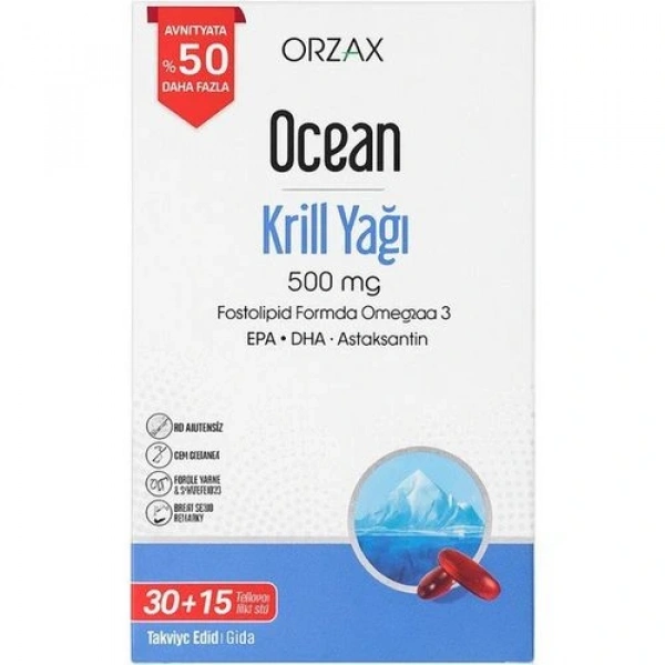 Ocean Krill Oil 500 mg 45 Kapsül - %50 Daha Fazla