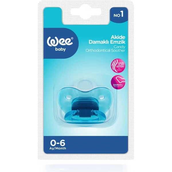 Wee Baby 111 Yalancı Emzik Silikon Akide Damaklı No: 1 - Mavi