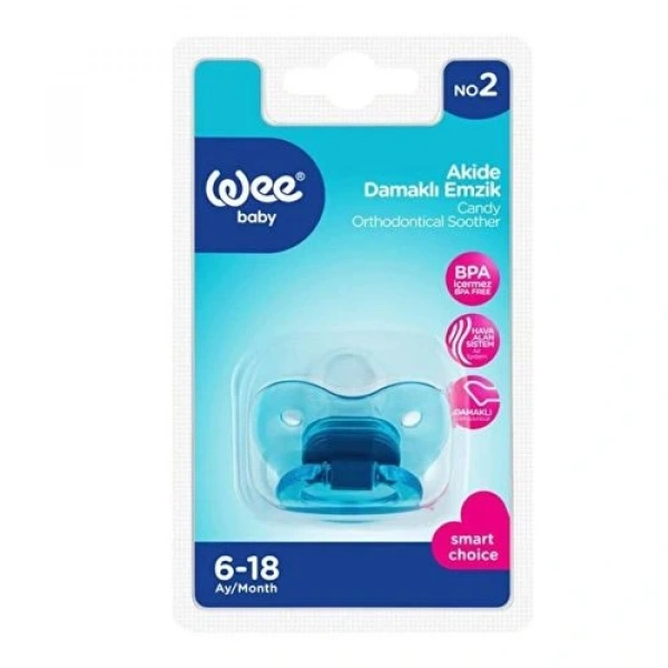 Wee Baby 112 Yalancı Emzik Silikon Akide Damaklı No: 2 - Mavi