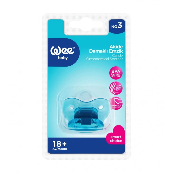 Wee Baby 113 Yalancı Emzik Silikon Akide Damaklı No: 3 - Mavi