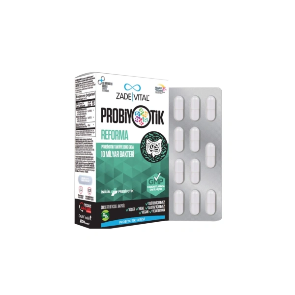 Zade Vital Probiyotik Reforma Takviye Edici Gıda 30 Bitkisel Kapsül