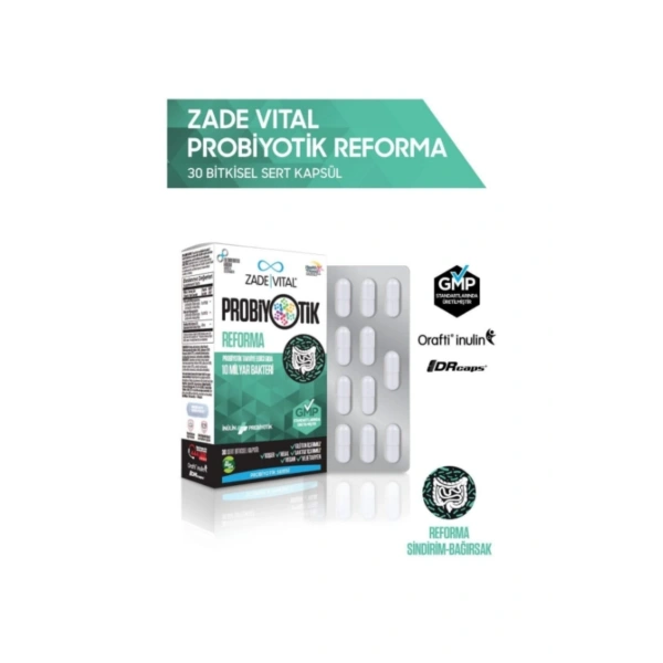 Zade Vital Probiyotik Reforma Takviye Edici Gıda 30 Bitkisel Kapsül