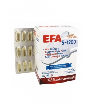 NewLife Efa S 1200 Omega 3 Balık Yağı 90 Kapsül