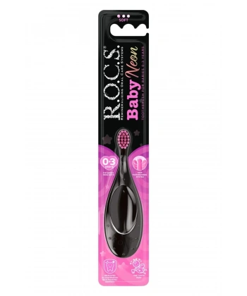 Rocs Baby Neon 0-3 Yaş Bebek Diş Fırçası - Pembe