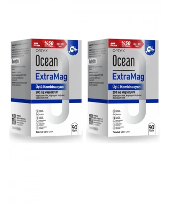 Ocean Extramag 90 Tablet 6 Aylık Magnezyum Destek Paketi 2li KOFRE