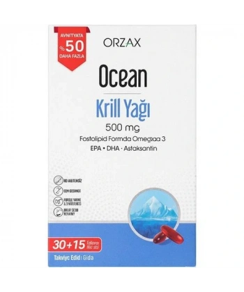 Ocean Krill Oil 500 mg 45 Kapsül - %50 Daha Fazla