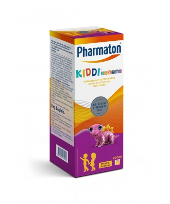 Pharmaton Kiddi Growth Kalsiyum Vitamin D İyot İçeren Takviye Edici Gıda Meyve Aromalı Şurup 200 ml