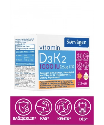 Sorvagen D3K2 Damla 1000 IU 20 ml