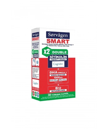 Sorvagen Smart Double Sitikolin Dha Omega 3 ve B12 30 Kapsül