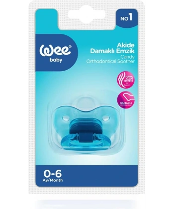 Wee Baby 111 Yalancı Emzik Silikon Akide Damaklı No: 1 - Mavi