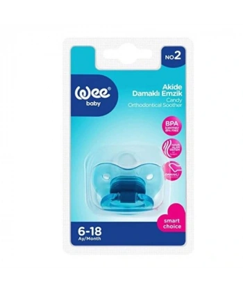 Wee Baby 112 Yalancı Emzik Silikon Akide Damaklı No: 2 - Mavi