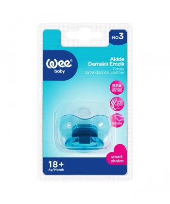 Wee Baby 113 Yalancı Emzik Silikon Akide Damaklı No: 3 - Mavi