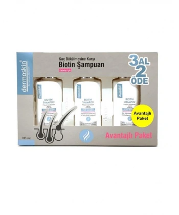 Dermoskin Kadınlar İçin Biotin Saç Dökülmesi İçin Şampuanı 200 ml (3 Al 2 Öde)