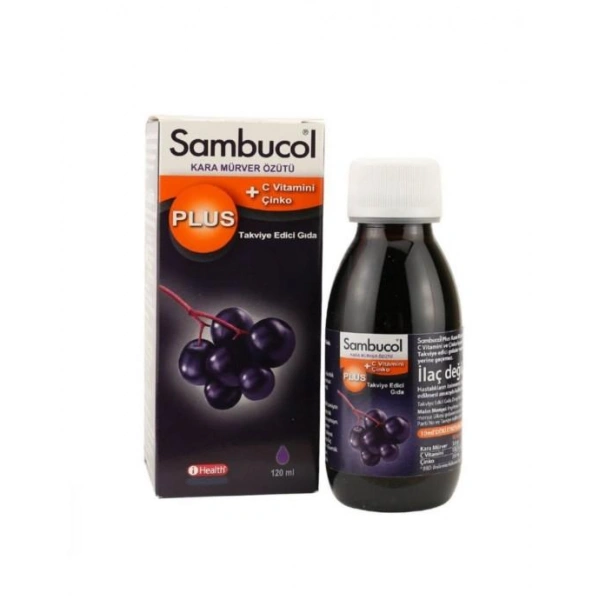 Sambucol Plus Kara Mürver C Vitamini Ve Çinko İçerikli Takviye Edici Sıvı 120 Ml