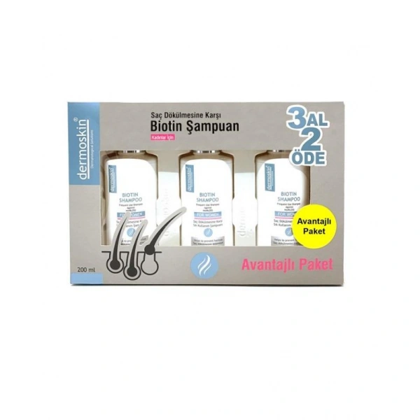 Dermoskin Kadınlar İçin Biotin Saç Dökülmesi İçin Şampuanı 200 ml (3 Al 2 Öde)