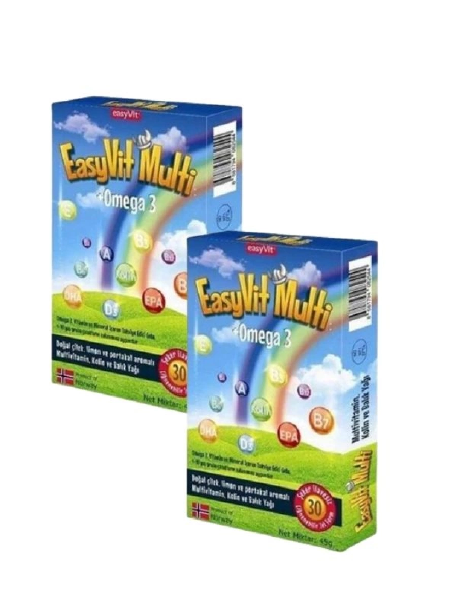Easyvit Multi Omega 3 30 Çiğnenebilir Jel Form 2 Li Mutlu Çocuk Paketi