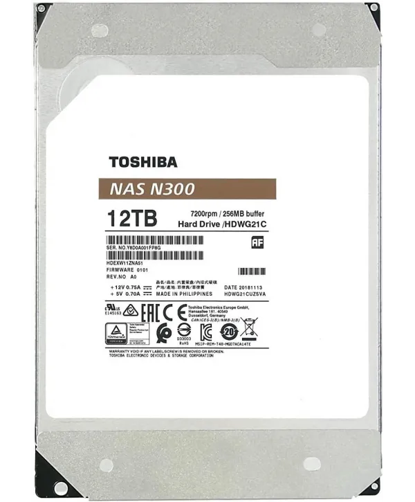 12TB TOSHIBA N300 7200RPM SATA 256MB HDWG51CUZSVA