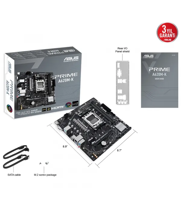 ASUS PRIME A620M-K DDR5 6400+(OC) HDMI VGA M.2 AM5