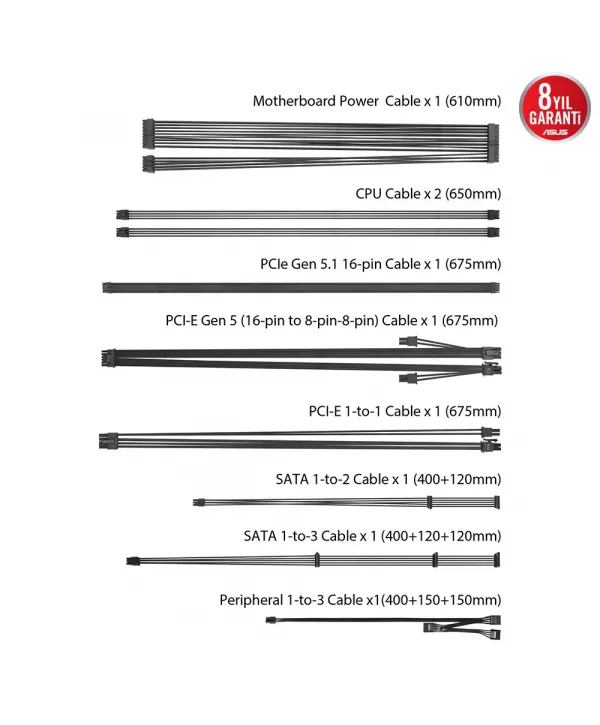 ASUS PRIME AP-750G 80+ GOLD 750W PCIe 5.1 ve ATX 3.1 UYUMLU MODÜLER GÜÇ KAYNAĞI