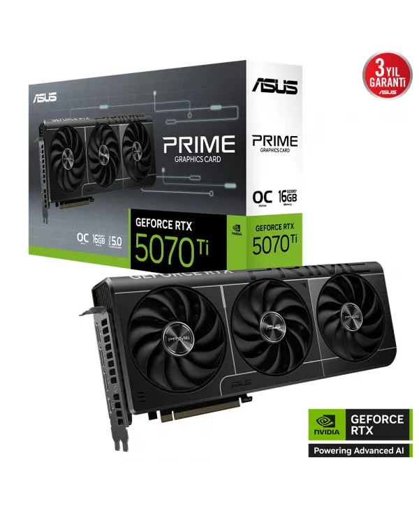 ASUS PRIME GEFORCE RTX 5070 Ti 16GB PRIME-RTX5070TI-O16G GDDR7 OC EDITION 256 BIT GAMING EKRAN KARTI