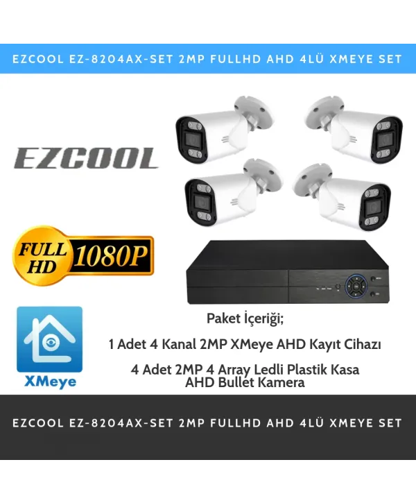 EZCOOL EZ-8204AX-SET 2MP FULLHD AHD 4LÜ XMEYE SET