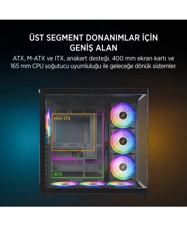 JAMES DONKEY STARK S801 7X ARGB 650W GAMING CASE BLACK