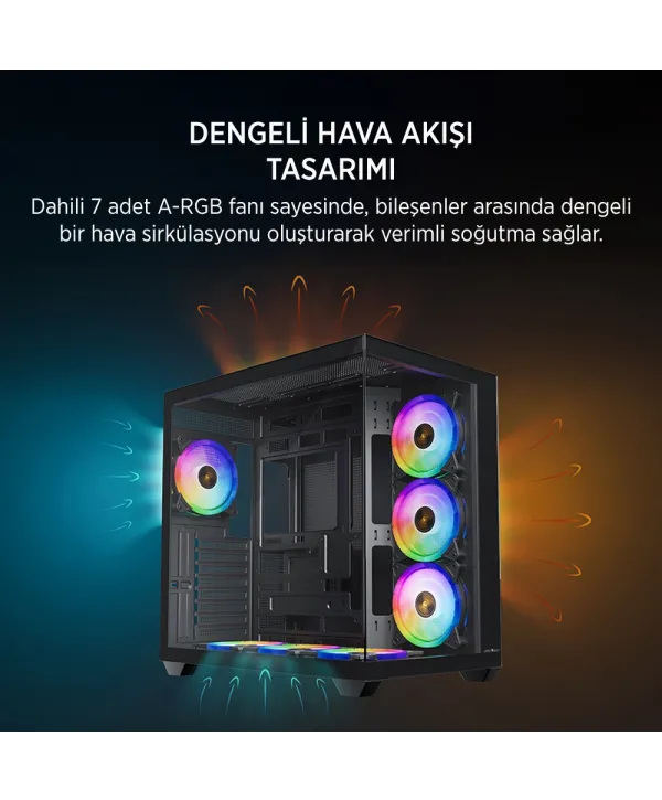 JAMES DONKEY STARK S801 7X ARGB 650W GAMING CASE BLACK