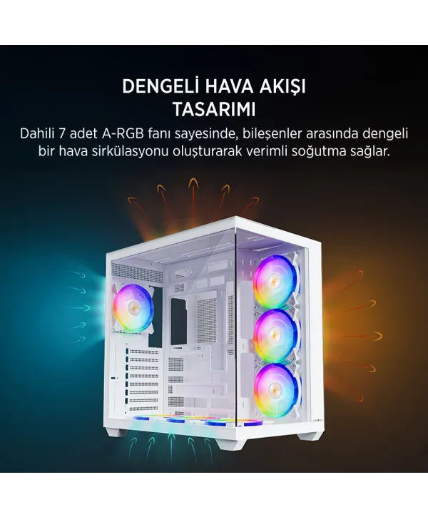 JAMES DONKEY STARK S801 7X ARGB 650W GAMING CASE WHITE