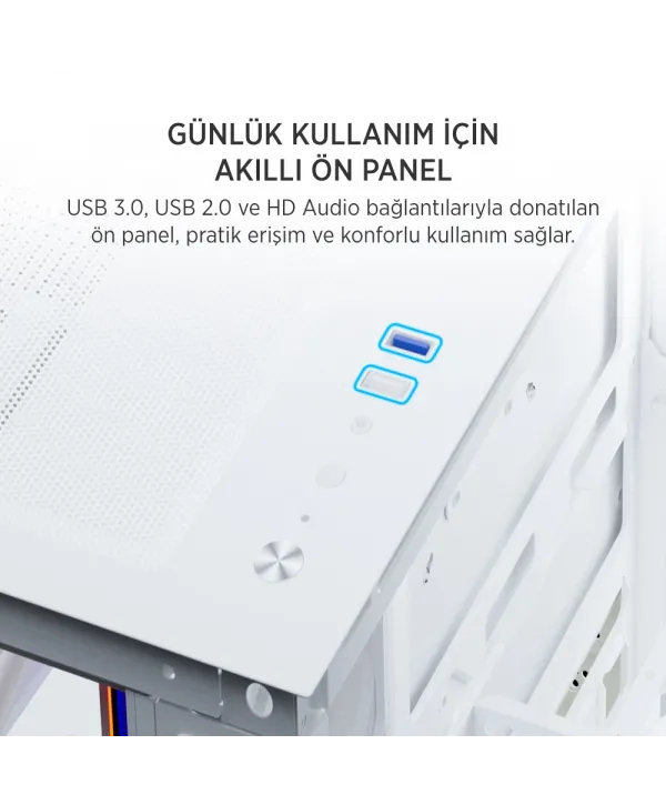 JAMES DONKEY STARK S801 7X ARGB 650W GAMING CASE WHITE