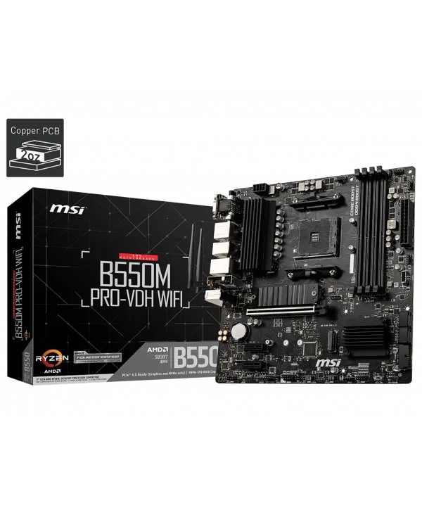 MSI B550M PRO-VDH WIFI DDR4 4400(OC) HDMI MATX AM4